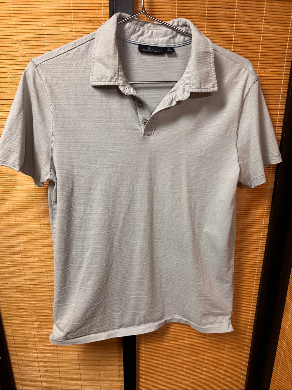 Marc Anthony Men's Light Grey Textured Slub Knit Polo Shirt Size Medium